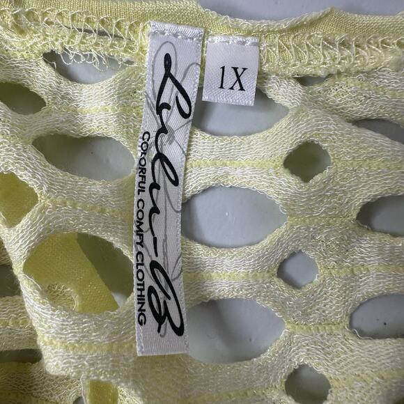 Lulu B Top Shirt Tunic Womens 1X Yellow Cutout Beachy Resort Colorful Tropical - Picture 7 of 12